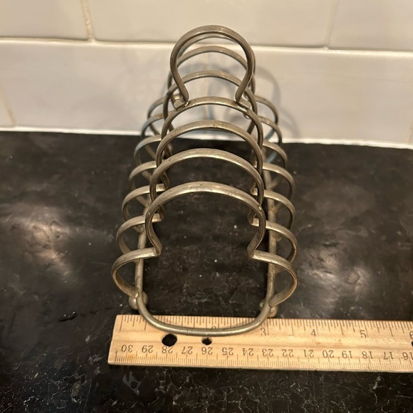 Antique Vintage French Silver Plate 6 Slice Toast Rack Letter Holder w/ Handle - Picture 10 of 11